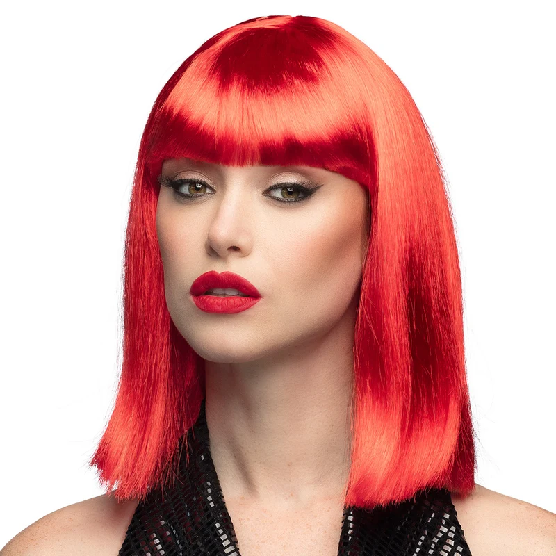 Pruik Dance neon rood