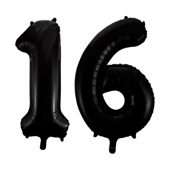 Folieballon 16 jaar zwart 86cm