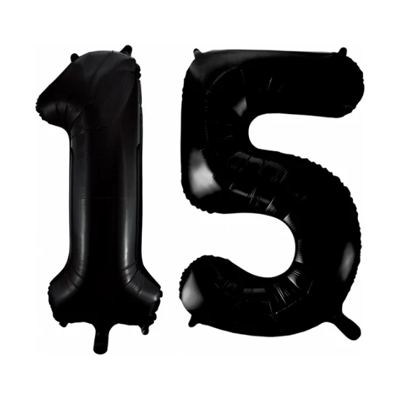 Folieballon 15 jaar zwart 41cm