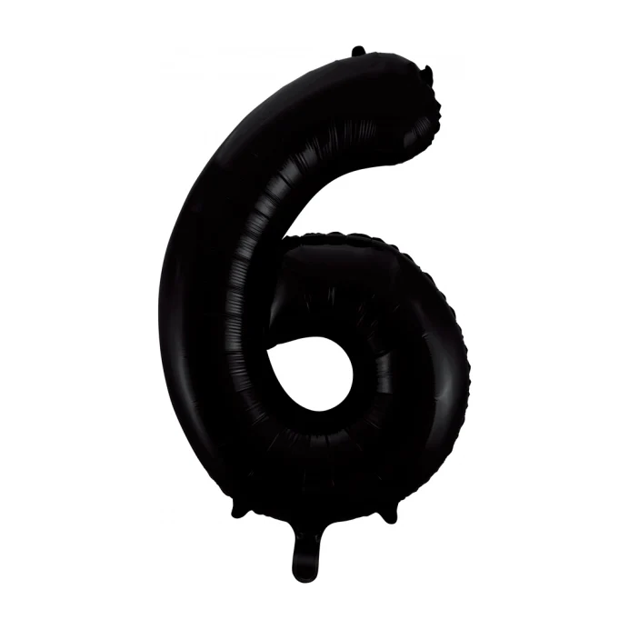 Folieballon 6 jaar zwart 86cm