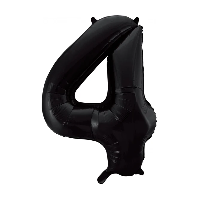 Folieballon 4 jaar zwart 86cm
