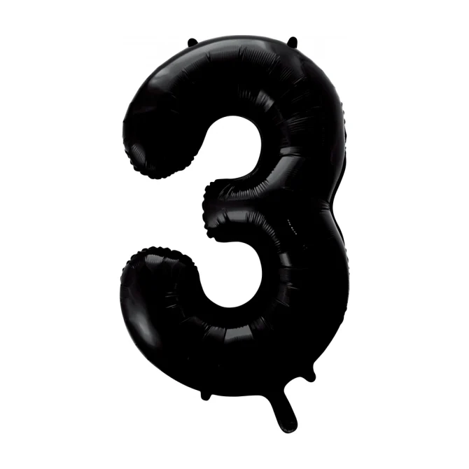 Folieballon 3 jaar zwart 86cm