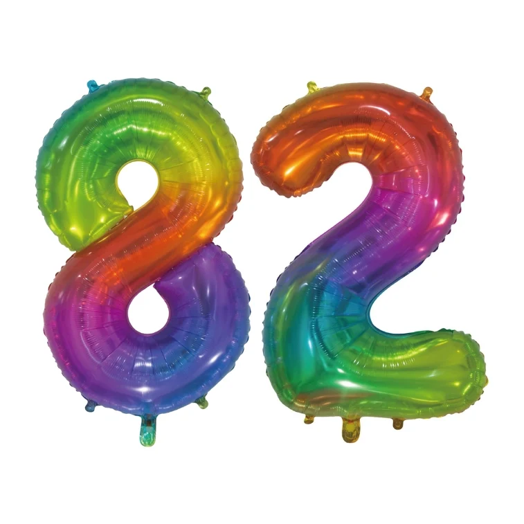 Folieballon 82 jaar Regenboog 76cm