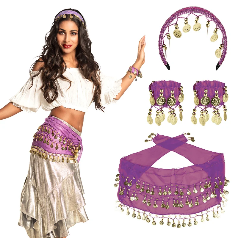 Buikdanseres verkleed set Belly dance paars