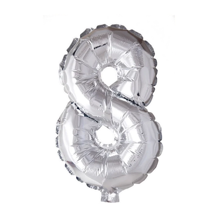 Folieballon 8 jaar Zilver 66cm