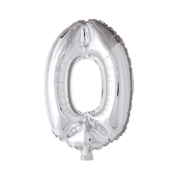 Folieballon cijfer 0 Zilver 66cm