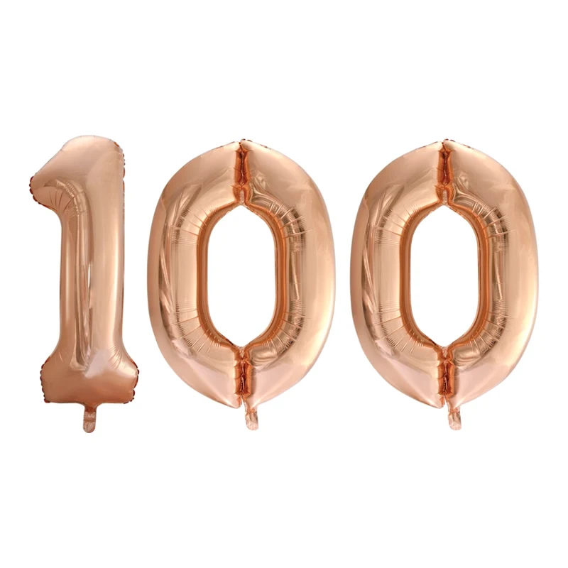 Folieballon 100 jaar Rose Goud 66cm