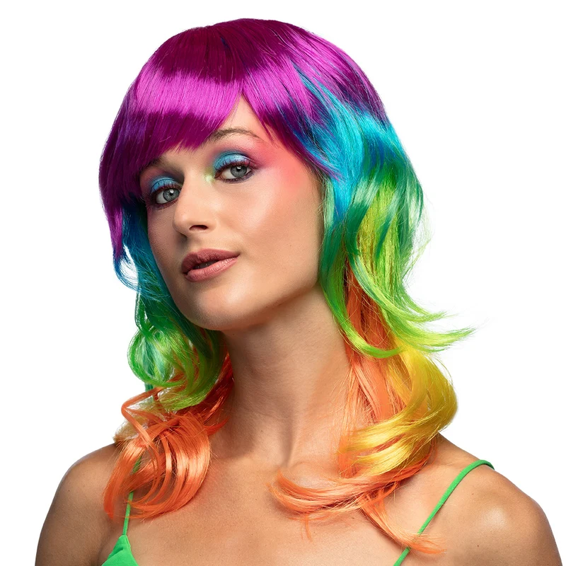 Pruik Kandy regenboog