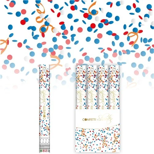 Confetti Shooter Rood/Wit/Blauw/Oranje (40cm)