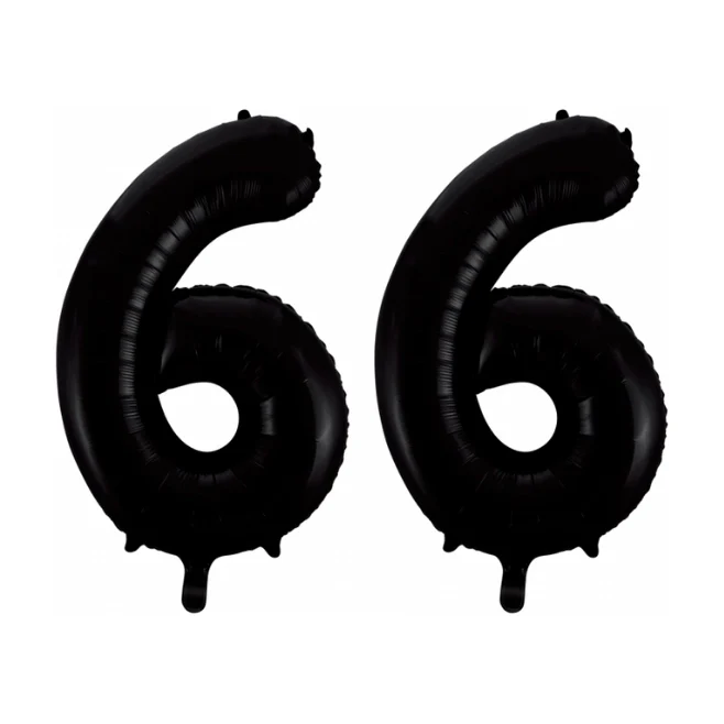 Folieballon 66 jaar zwart 86cm