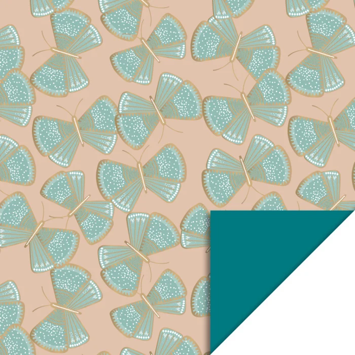 Inpakpapier Dubbelzijdig Vlinder / Donkergroen (3m)