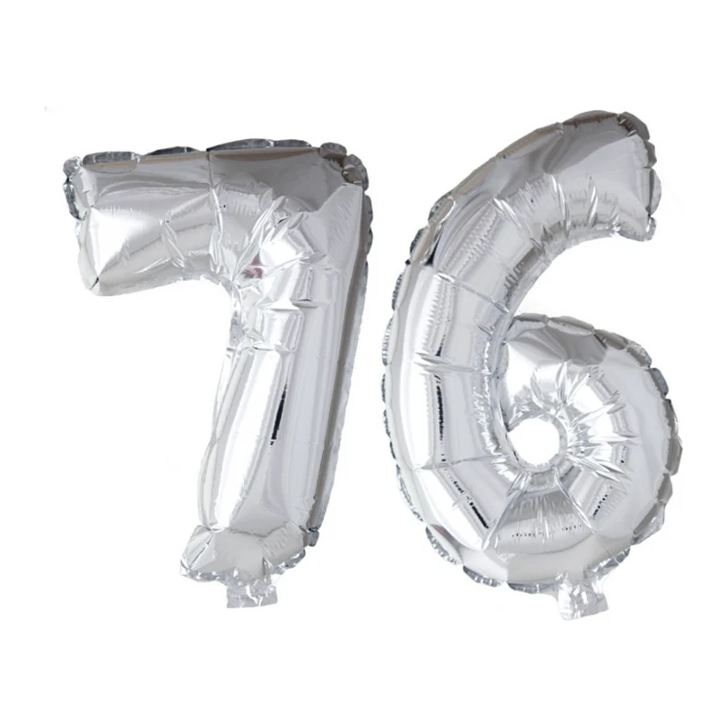 Folieballon 76 jaar Zilver 66cm