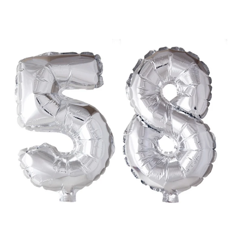 Folieballon 58 jaar Zilver 66cm