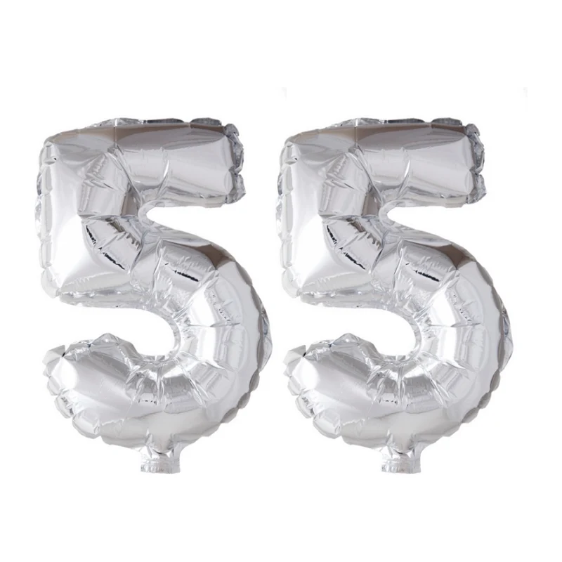 Folieballon 55 jaar Zilver 66cm