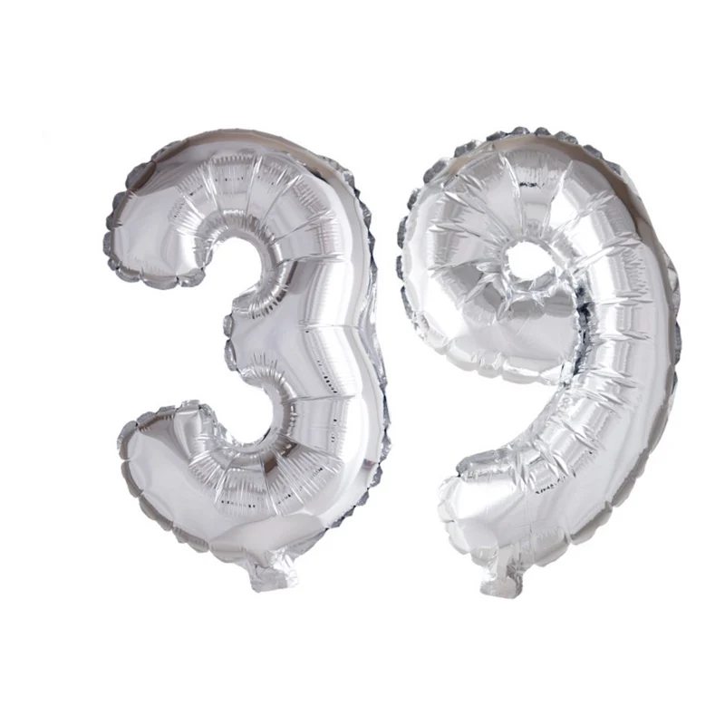 Folieballon 39 jaar Zilver 66cm