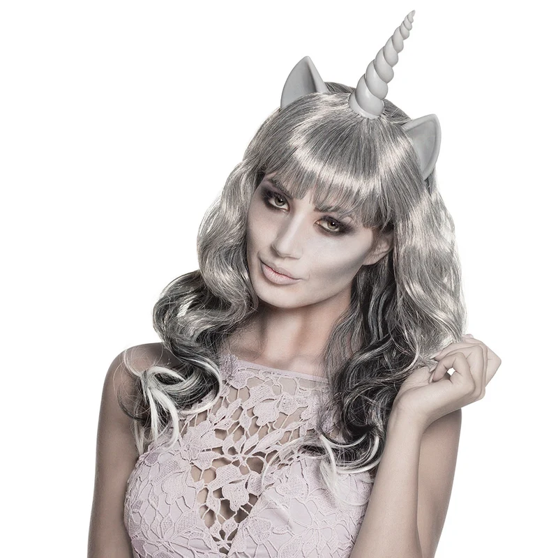 Geesten pruik grijs unicorn