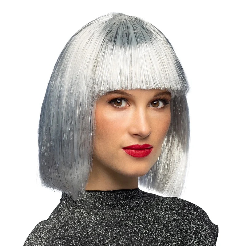 Sia pruik Gigi glamour boblijn zilver grijs