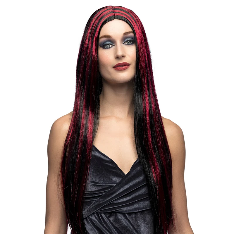 Pruik Heks Iona zwart rood