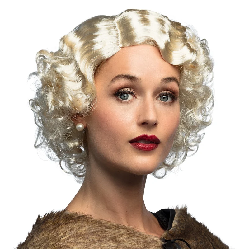 Pruik Helen blonde krullen