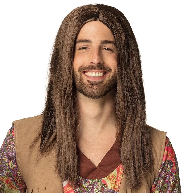 Hippie pruik John lang bruin
