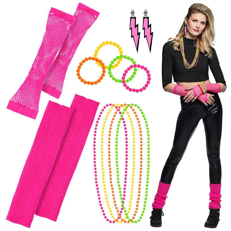 Disco verkleed set 80's neon