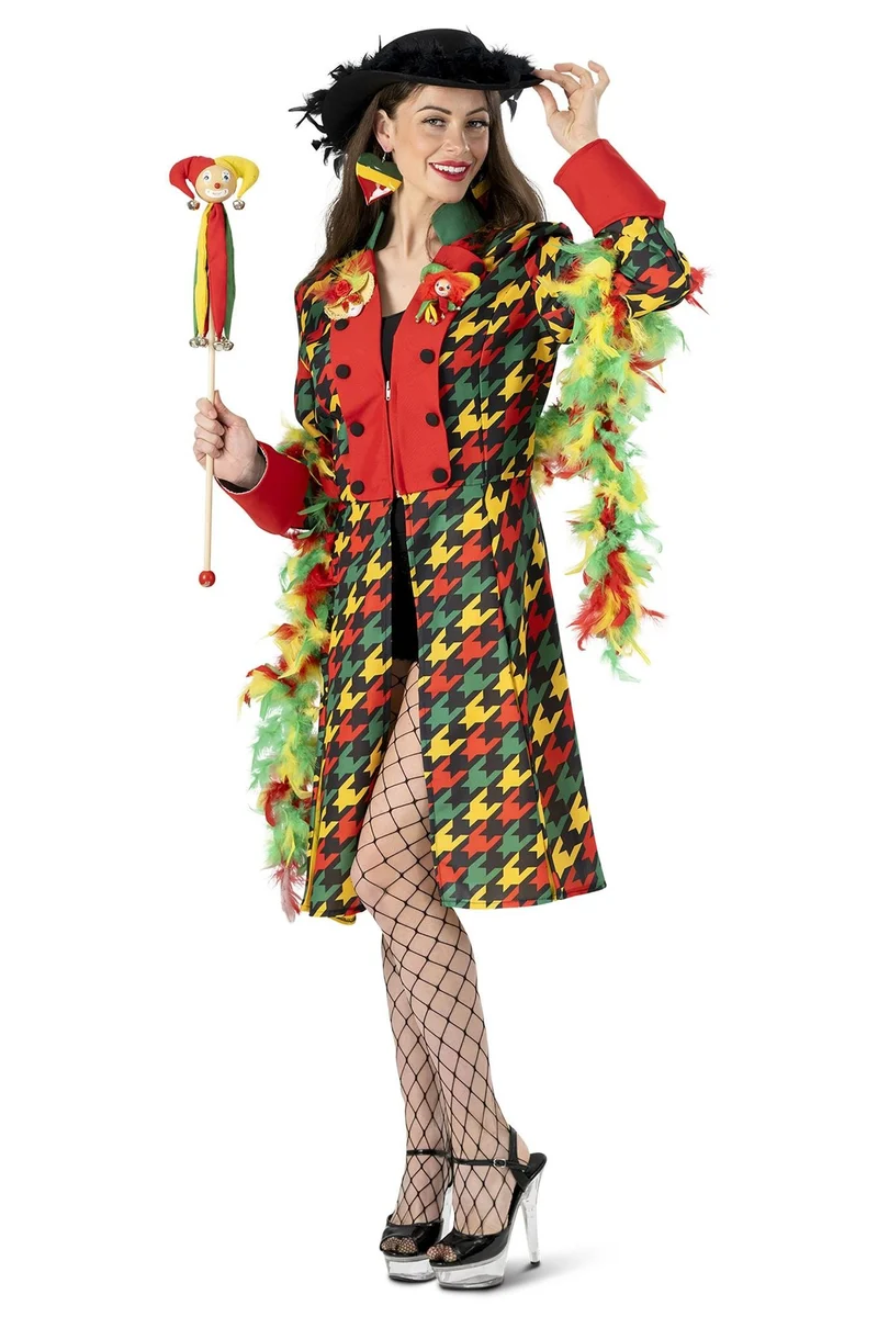Carnavalsjas Vrouw Rood/Geel/Groen Patroon Elise