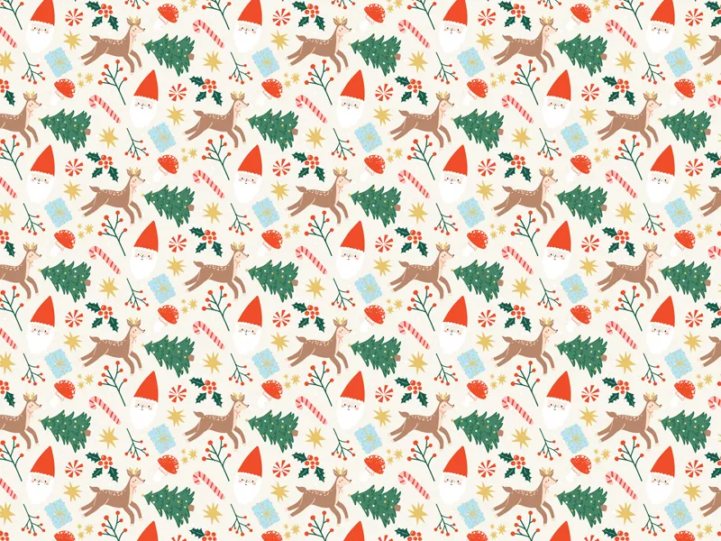 Inpakpapier Kerstmis Beige met Kerstprints (200x70cm)