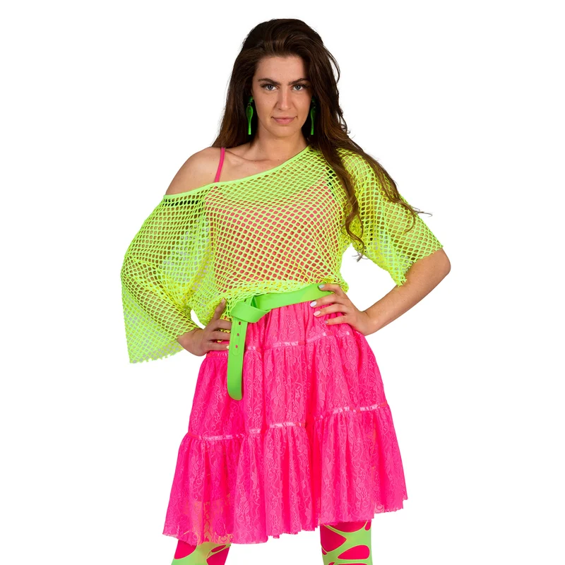Visnet shirt Evi in neon groen