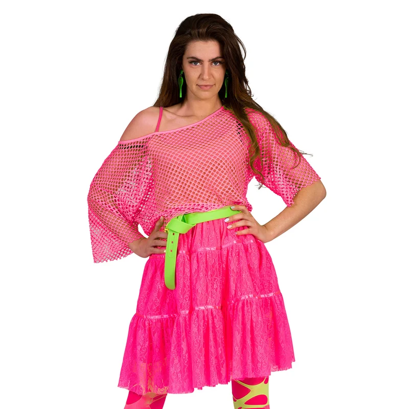 Visnet shirt Evi in neon roze