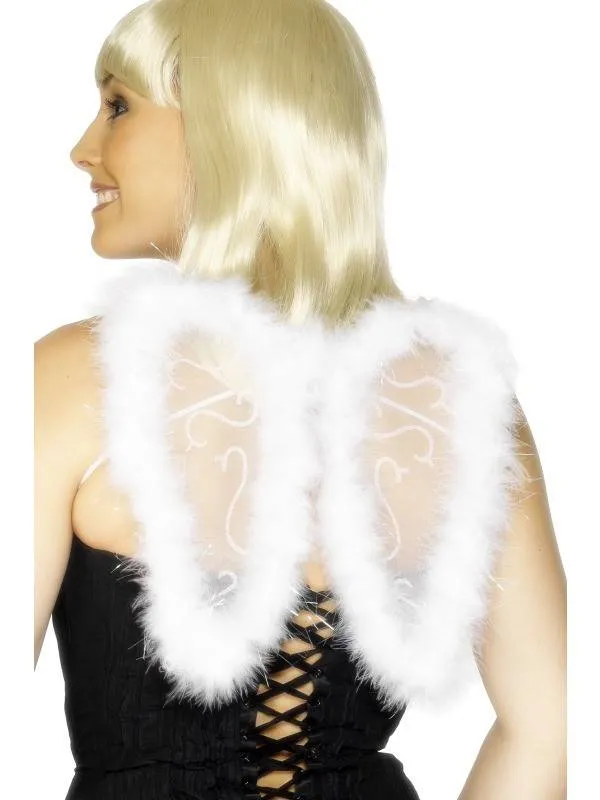 Mini vleugels glitter wit marabou