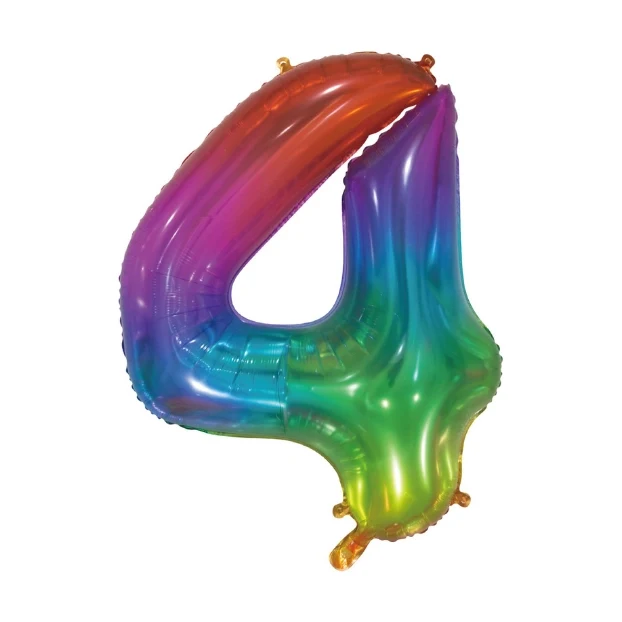 Folieballon 4 jaar Regenboog 76cm