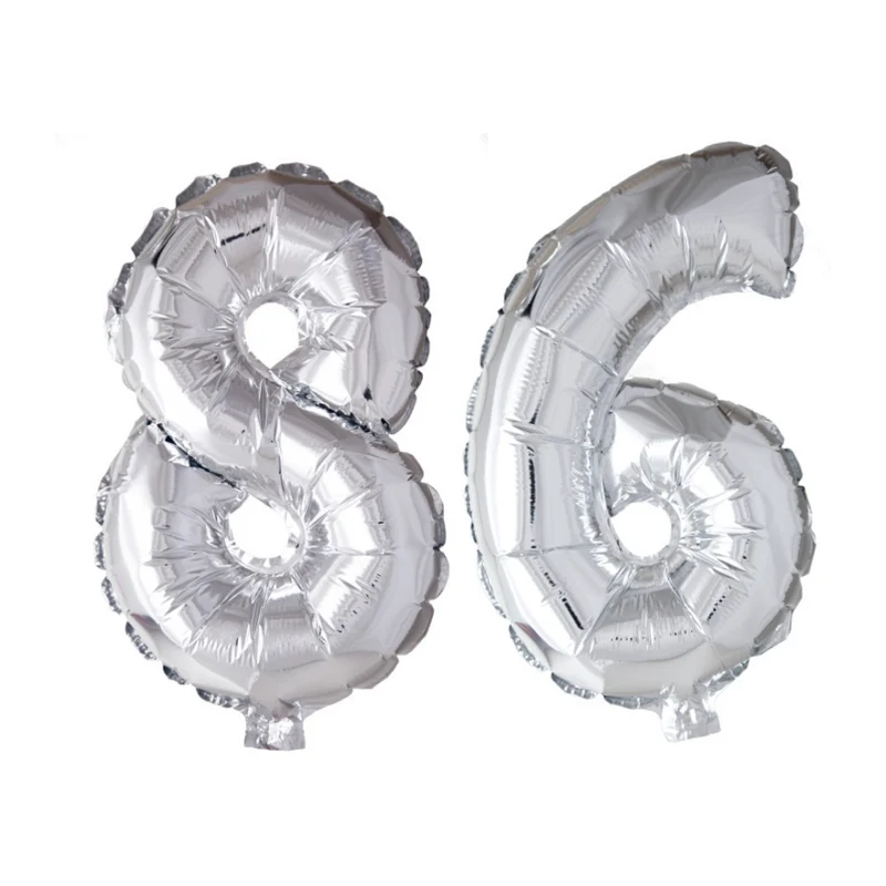 Folieballon 86 jaar Zilver 66cm