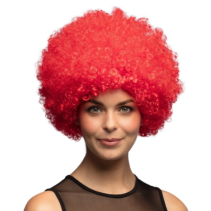 Clown pruik afro krullen Groove rood