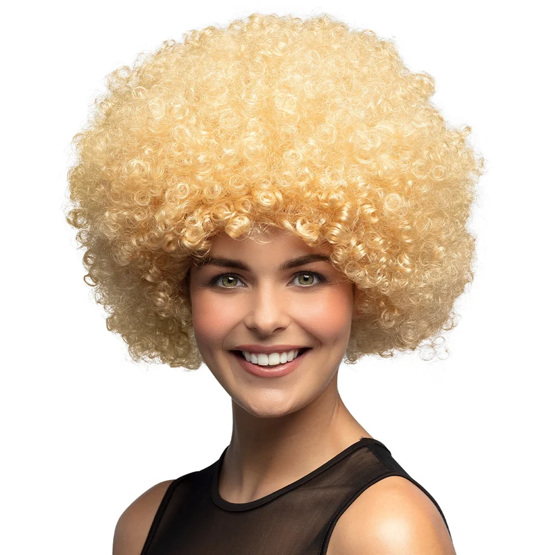 Clown pruik afro krullen Groove blond