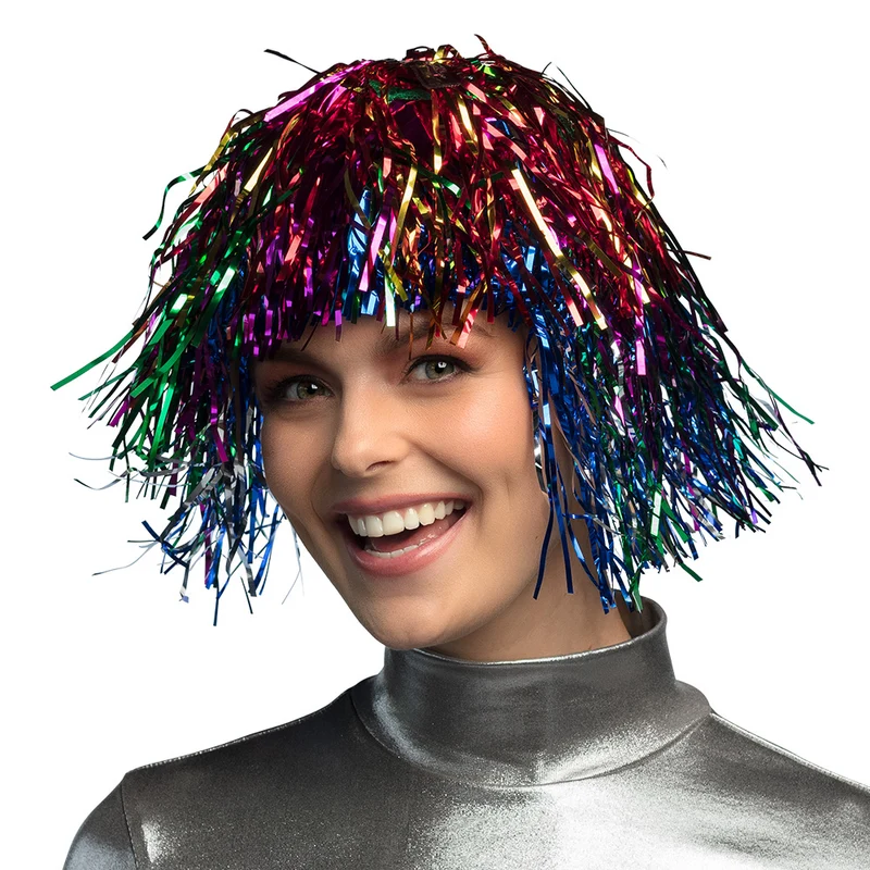 Tinsel pruik Metallic veelkleurig