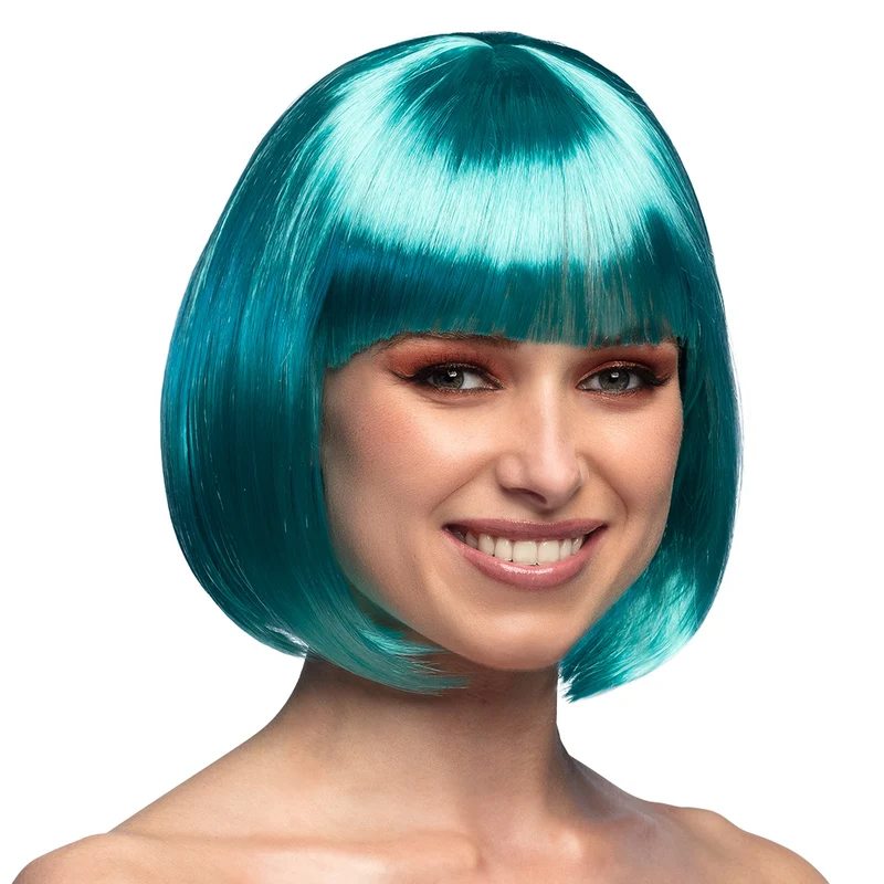 Boblijn pruik Cabaret turquoise blauw groen