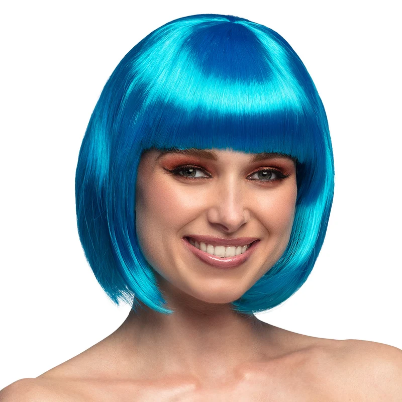 Boblijn pruik Cabaret icy blue