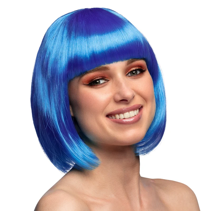 Boblijn pruik Cabaret blauw