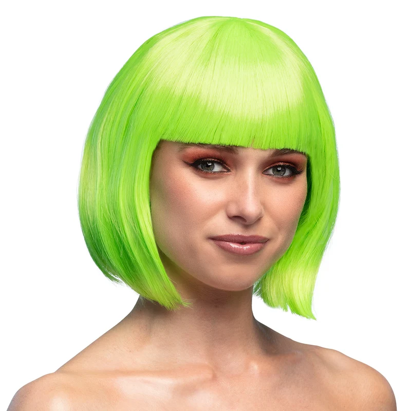 Boblijn pruik Cabaret limoen lime groen
