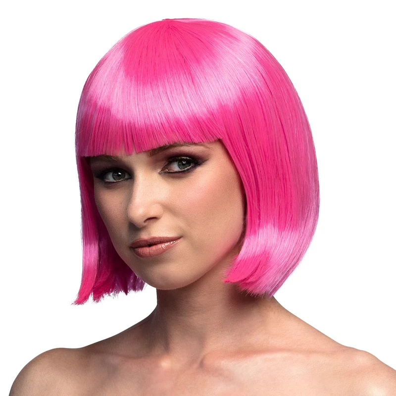 Boblijn pruik Cabaret icy roze