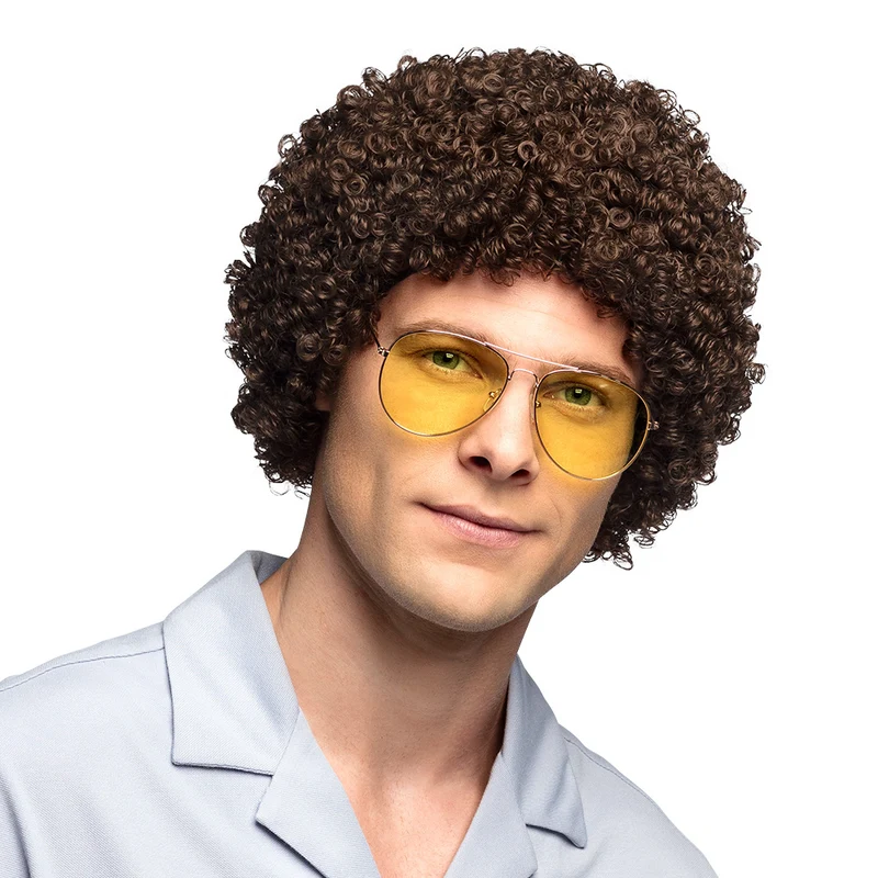 Krullen pruik Ricardo donkerbruin