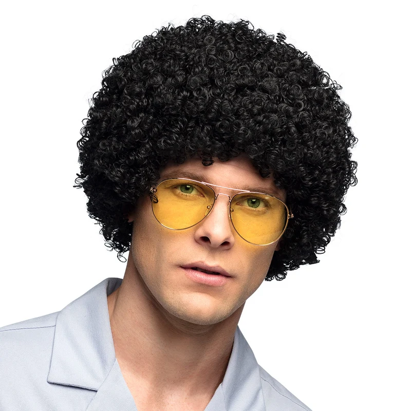 Krullen pruik Ricardo zwart