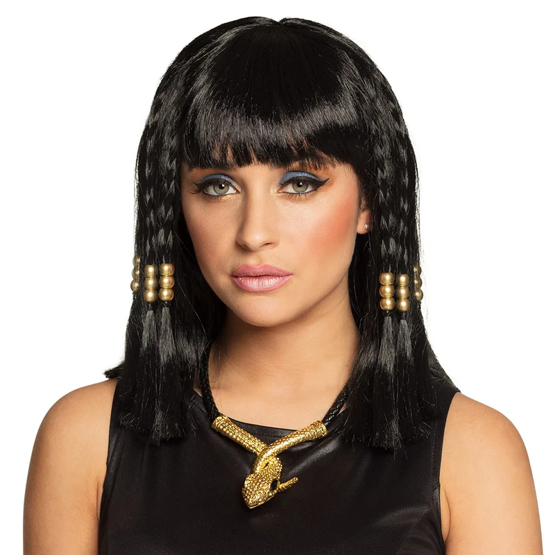 Cleopatra pruik met kralen