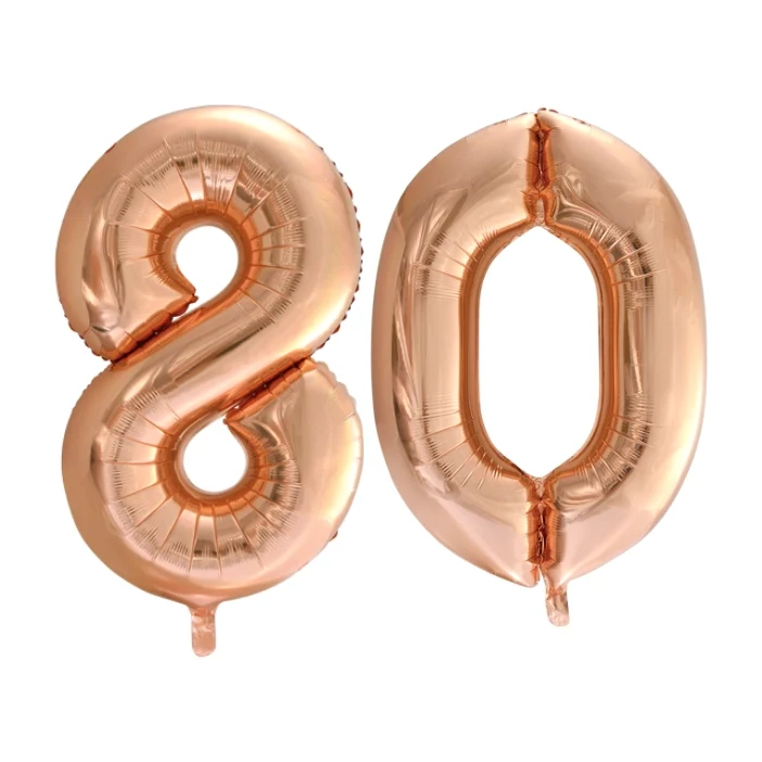 Folieballon 80 jaar Rose Goud 66cm