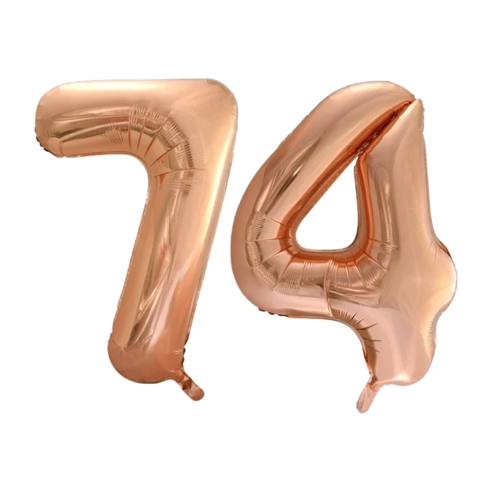 Folieballon 74 jaar Rose Goud 66cm