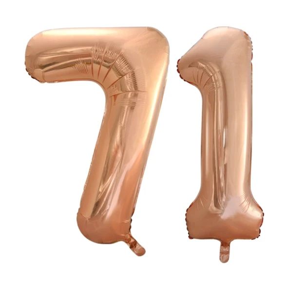 Folieballon 71 jaar Rose Goud 66cm