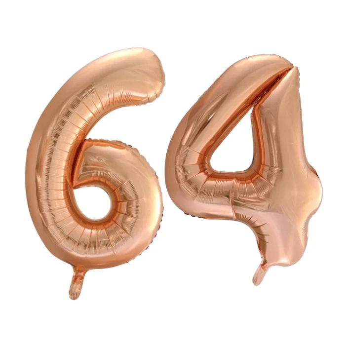 Folieballon 64 jaar Rose Goud 66cm