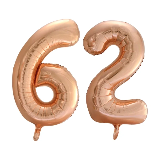 Folieballon 62 jaar Rose Goud 66cm