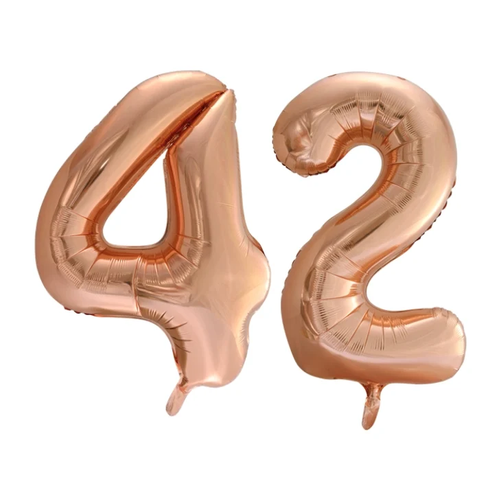 Folieballon 42 jaar Rose Goud 66cm