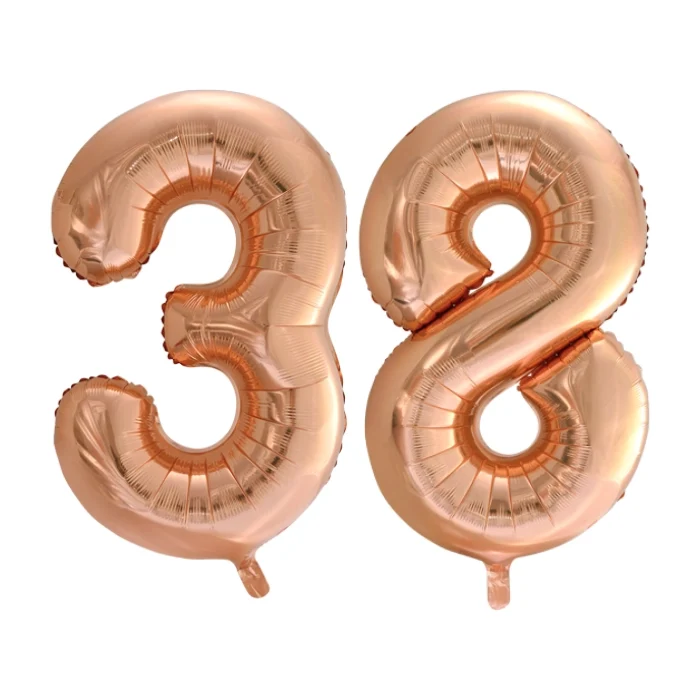 Folieballon 38 jaar Rose Goud 66cm